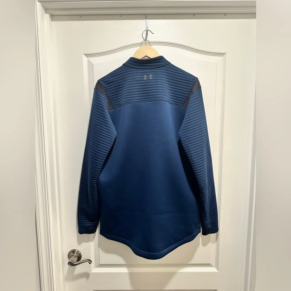 Under Armour Men’s Navy Blue Coldgear Golf Pullover Full Zip Jacket, Size:Large